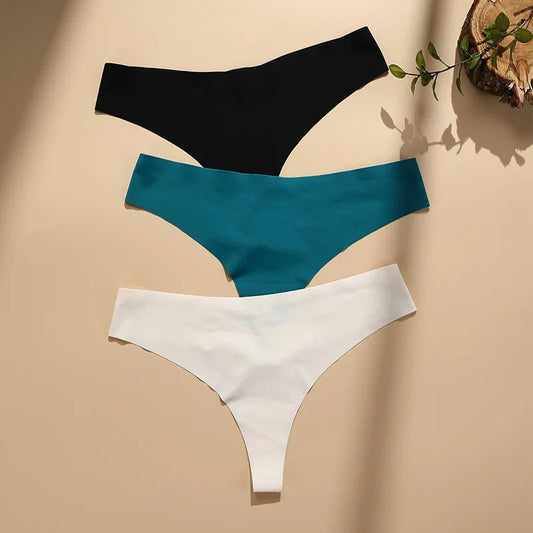 2024 NEW Low Waist Seamless Ice Silk Thongs Cotton Crotch Sexy Women's Underwear Metal Ring Hollow Out Panties Traceless Briefs.
