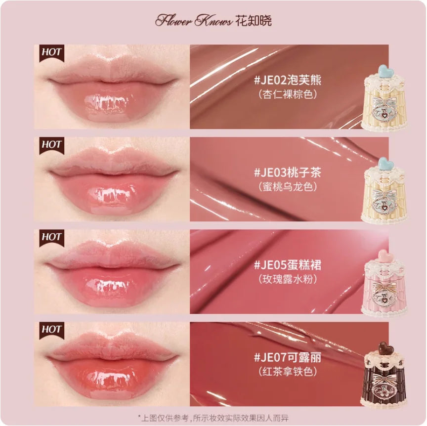 Flower Knows The Sweetie Bear Collection Coating Lip Jelly Lip Cream 5ml Lip Makeup Professional Cosmetics.