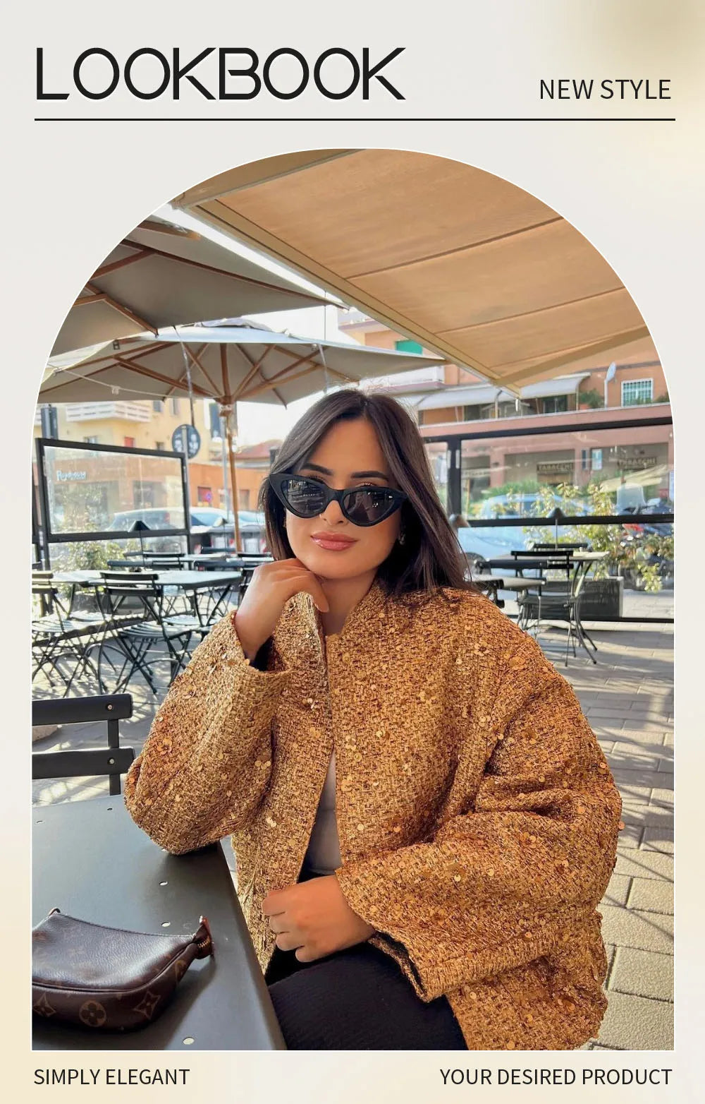 2023 Autumn/Winter New Product Women's New Fashion and Casual Versatile Stand up Collar Long Sleeve Beaded Jacket Coat.