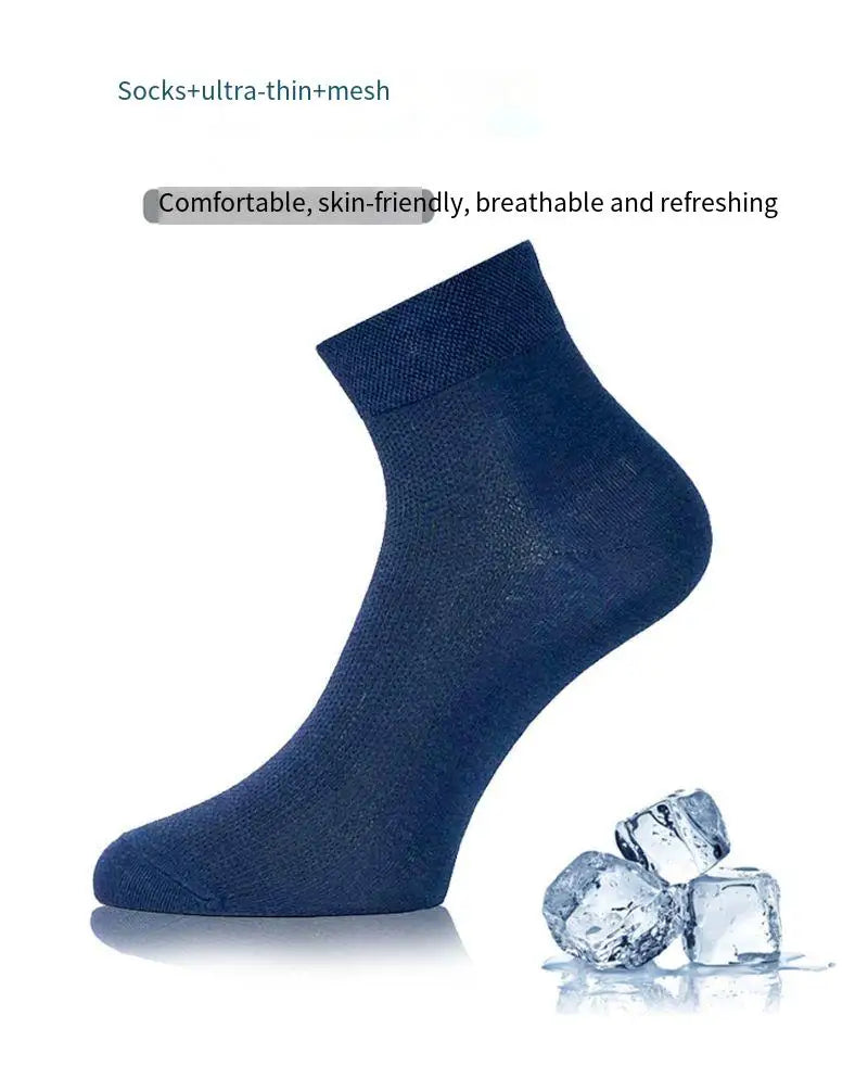 10 Pair Men's Summer Mesh Bamboo Fiber Socks Fashionable Breathable Business Socks Suitable For Sweaty Feet Casual Socks.