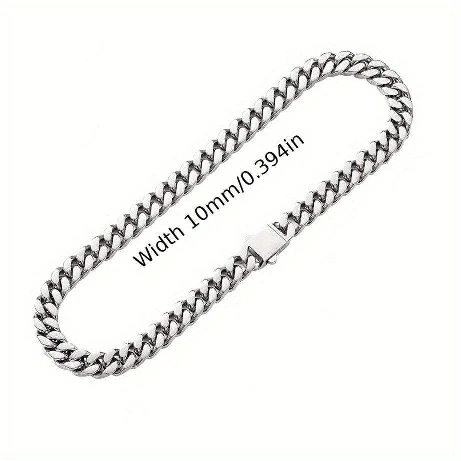 316 Stainless Steel Plated 18k Gold Fashion 8.10.12mm Encrypted Cuban Chain Miami Rap Hip Hop Men's Bracelet Accessory