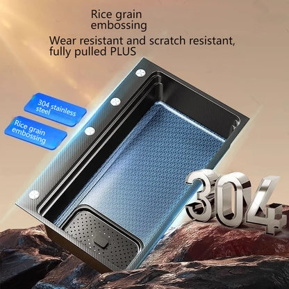 Stainless Steel Kitchen Sink Gray Household Large Single Slot Wash Vegetables and Dish Basin Multifunctional Dish Basin Sink