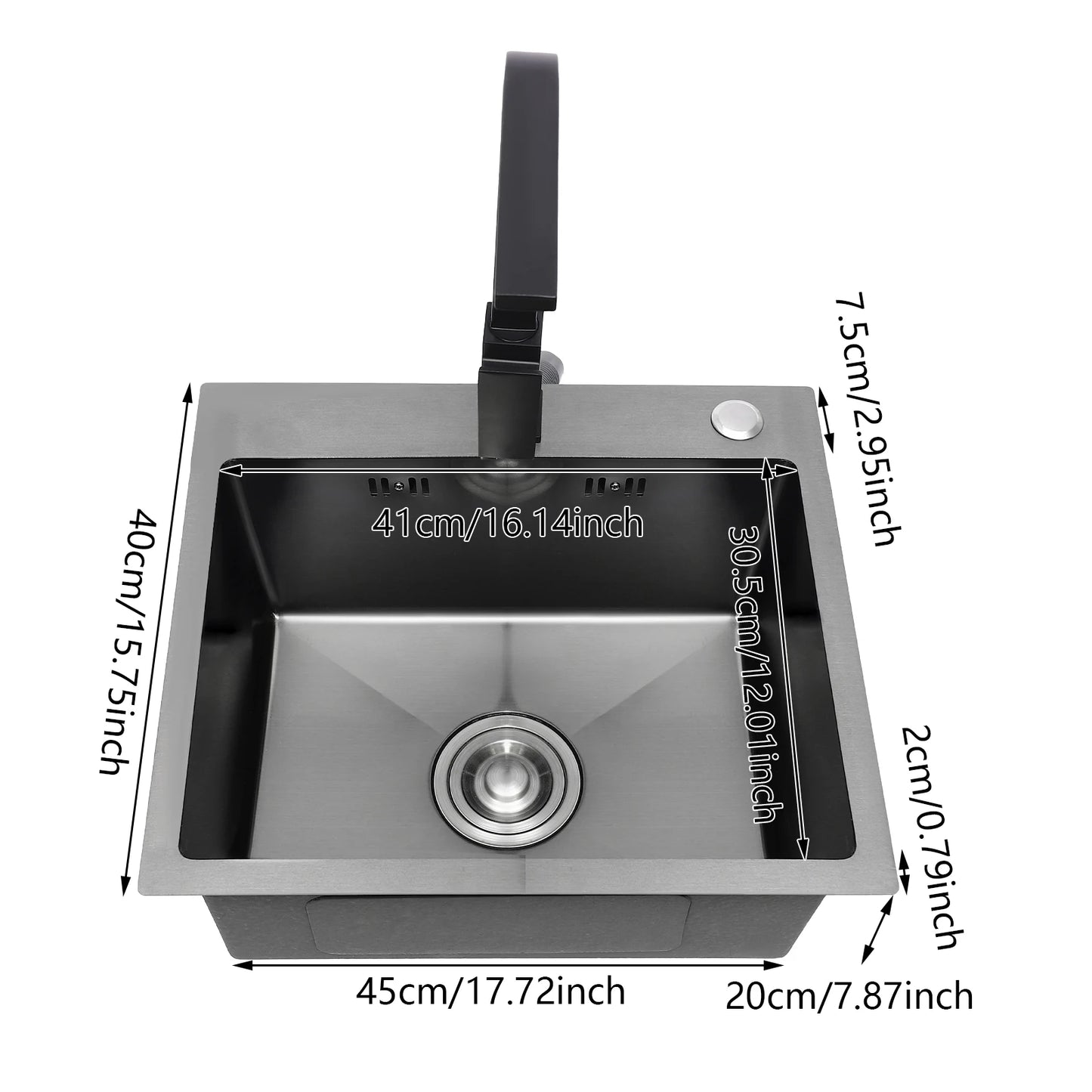 Edelstahlspüle, gut abdichtendes modernes Küchenspülbecken mit Abflusskorb für Häuser/Restaurants/Wäschezimmer
