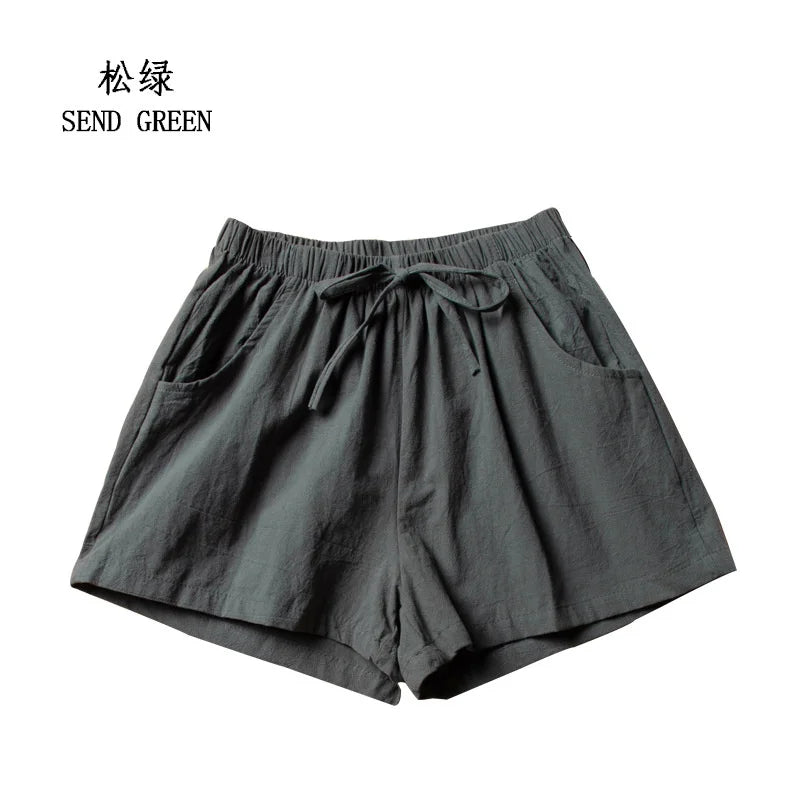 Summer Cotton Linen Shorts Women High Waist Oversize Shorts Short Pants Women Fashion Casual Sports Shorts Female S-XL