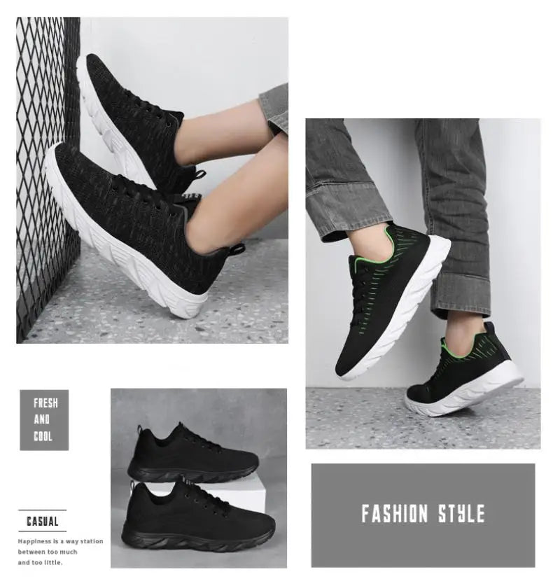 Men's Trendy Lace Up Knit Sneakers Casual Outdoor Athletic Running Walking Gym Shoes.