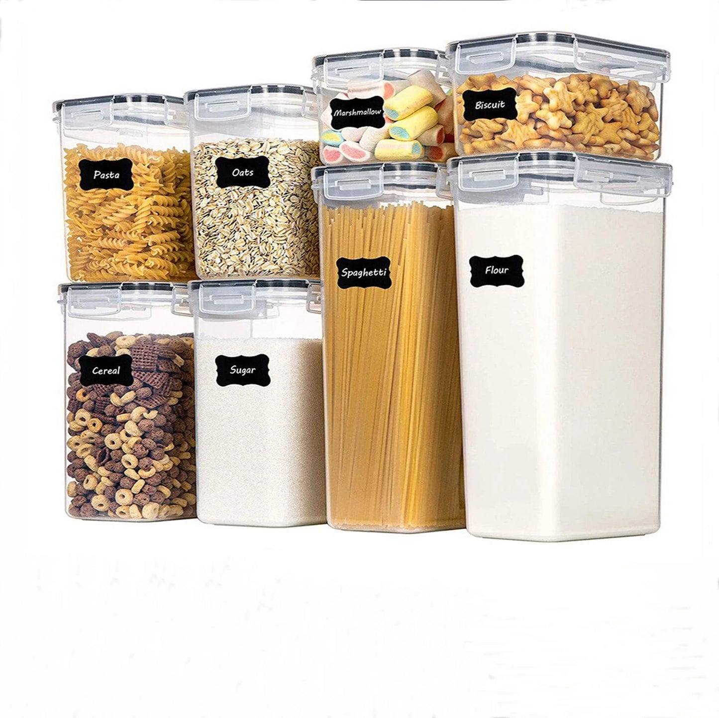 Airtight Food Storage Containers With Lids Thickened Transparent Square Jars For Kitchen Pantry Organization - Dry Food Cereal.
