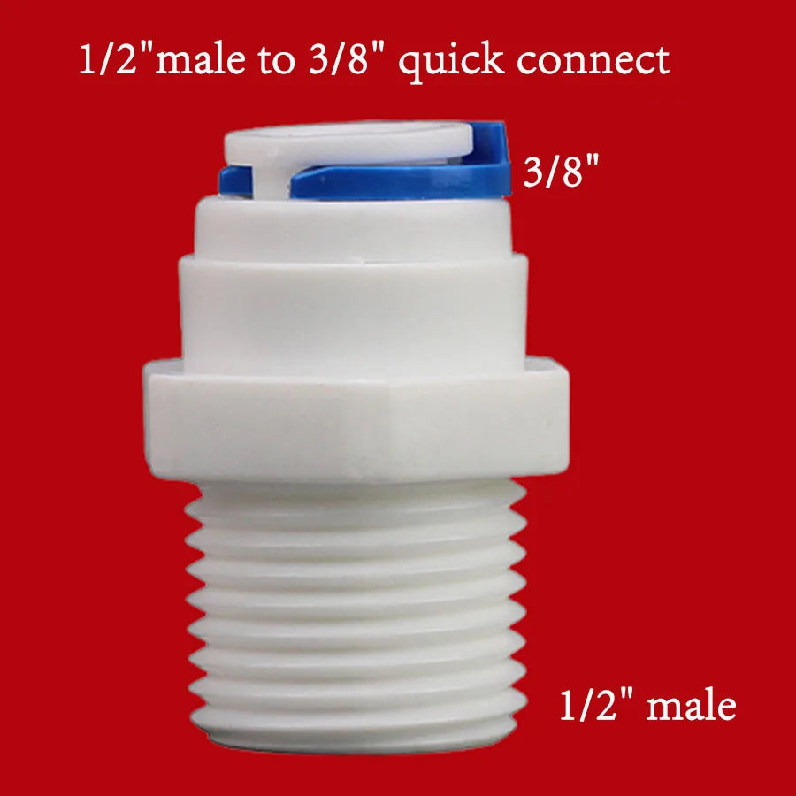 Water Purifier Accessories 1/4" 3/8" OD Hose To 1/4" 3/8" 1/2" Aquarium Quick Fitting RO Water Plastic Pipe Coupling Connector