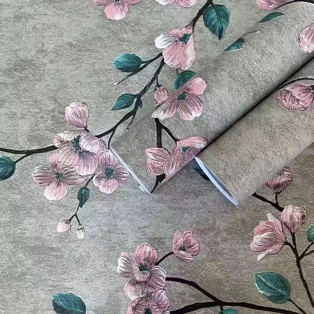 Vintage Floral Grün Grau Peel And Stick Tapete Blume Selbstklebende Tapete Schlafzimmer Dekor Möbel Renovieren Wandaufkleber