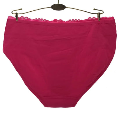 Women's cotton briefs sexy mid-rise solid lace waist patchwork panties Ladies briefs plus size women briefs underwear 3 Pcs/lot.