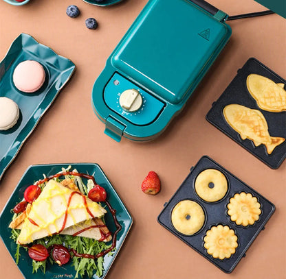 220V Timing multi-function electric sandwich maker waffle maker home breakfast machine toaster replaceable baking tray.
