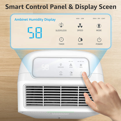 Dehumidifier 16 L/Day, Electric Dehumidifier with Drain Hose 1.2 m, Room Dehumidifier with LED Display.