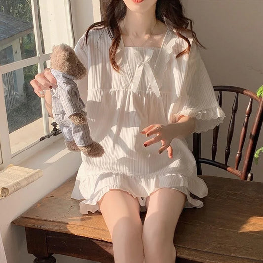 Palast Stil Pyjama Damen Sommer Lounge wear Set kurz ärmelig mit Kissen koreanische kleine süße Freundinnen Lounge wear Set