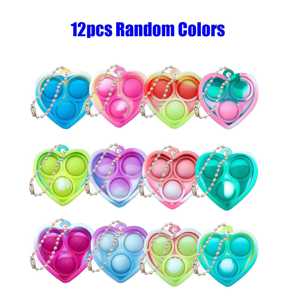 12/24/48Pcs Mini Pop Fidget Toy Pack Kit Keychain Stress Relief Toys Party Favors Office Desk Toy for Kids Adults Brinquedos