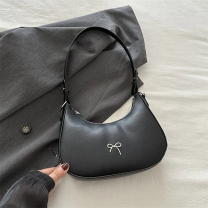 Bowknot Armpit Bag Korean Underarm Bag Luxury PU Leather Y2K Handbag Girls Shoulder Bag