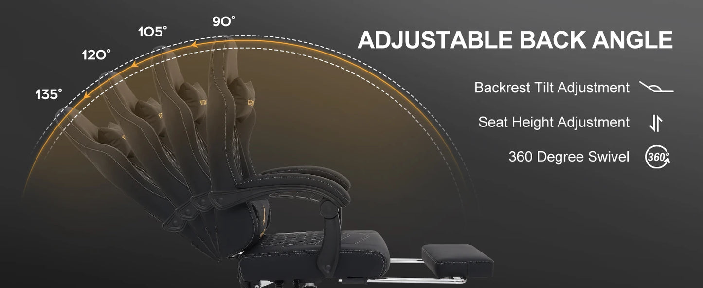 Gaming Chair mit Spring Kissen, Ergonomischer Gaming Chair Gamer Chair mit Kopfstütze, Lendenkissen and Footrest, Hö