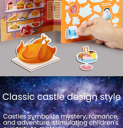 Kids' Reusable Castle Jelly Sticker Book Multi-Theme DIY Creative Jelly Stickers Portable Quiet Busy Book Montessori Sticker Toy.