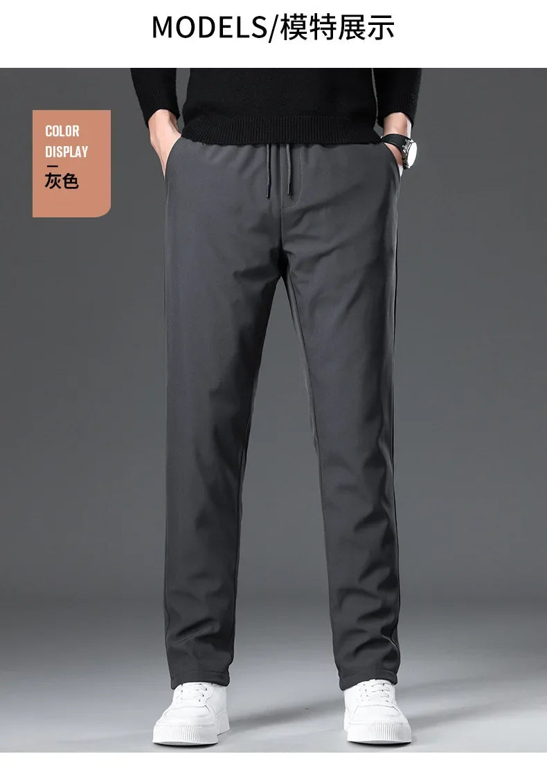 New Winter Men's Down Pants High Quality Thick Warm Goose Down Padded Business Casual Pants for Male Fashion Trousers Outerwear.