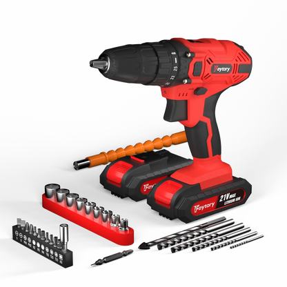 BRIEFNESS 21 V Akku-Bohrschrauber, 45 Nm, Elektroschrauber, Schnellspannbohrfutter, 2 Gänge, Geschwindigkeit, kabelloses Power-Treiber-Set mit Tragebox
