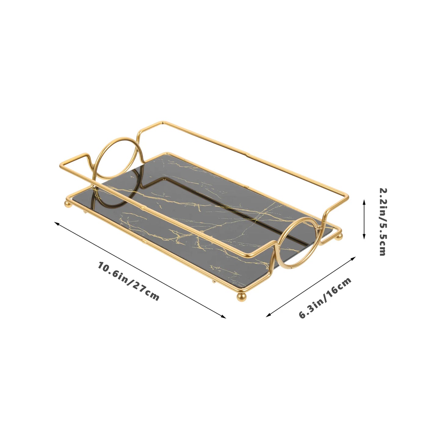 Bathroom Bathroom Trays with Iron Frame Perfume Tray for Dresser Bathroom Countertop Tray Makeup Organizer Cosmetics Storage.