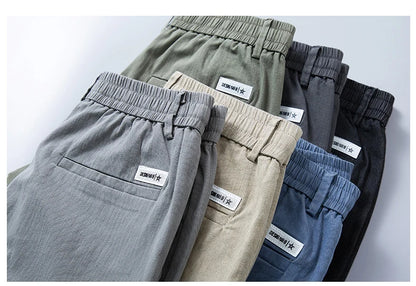 Autumn Cottom Men's Pants Fashion Classic Drawstring Elastic Waist Jogging Stretch Casual Grey Cargo Trousers Male 28-38