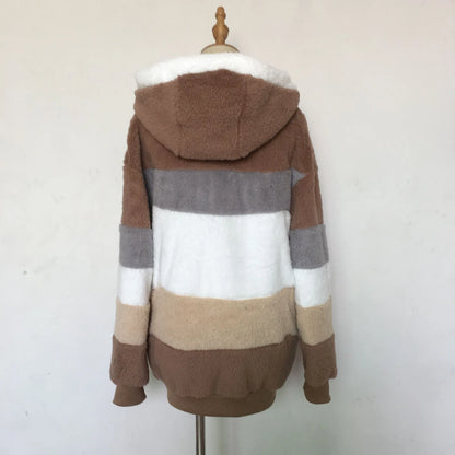 Übergroße Jacke für Frauen 2023 Neue Herbst Winter Warme Plüsch Tasche Mit Kapuze Streetwear Lose Dame Oberbekleidung Mantel Roupas Feminina