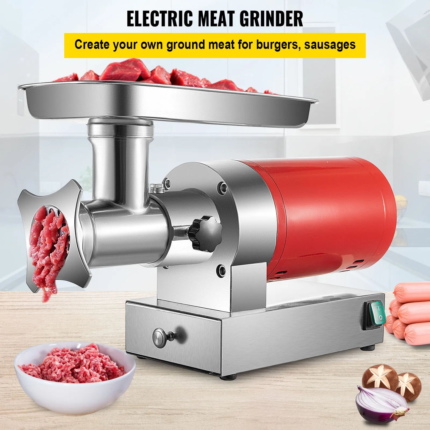 SucceBuy Electric Meat Grinder, 661 Lbs/Hour 1100 W Meat Grinder Machine 1.5 HP Electric Meat Mincer with 2 Grinding Plates,.
