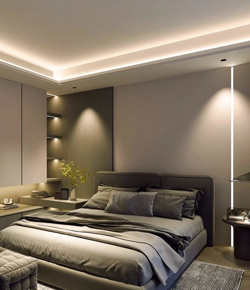 4/6/8/10mm Narrow LED Neon Silicone Tube Rope Lamp Recessed DC12V Flexible Waterproof Diffuser Cabinet Closet Ribbon Strip Light.