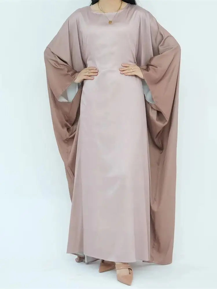 Gradient Color Shiny Batwing Satin Maxi Abaya Dubai Luxury 2024 Abayas For Women Muslim Kaftan Dress Islam Caftan Marocain Femme