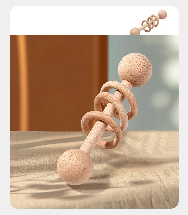 Wooden Geometric Shapes Sorting Montessori Puzzle Toys Baby Toys Wooden Rattles Ring Rattles Sensory Toys Preschool Education.