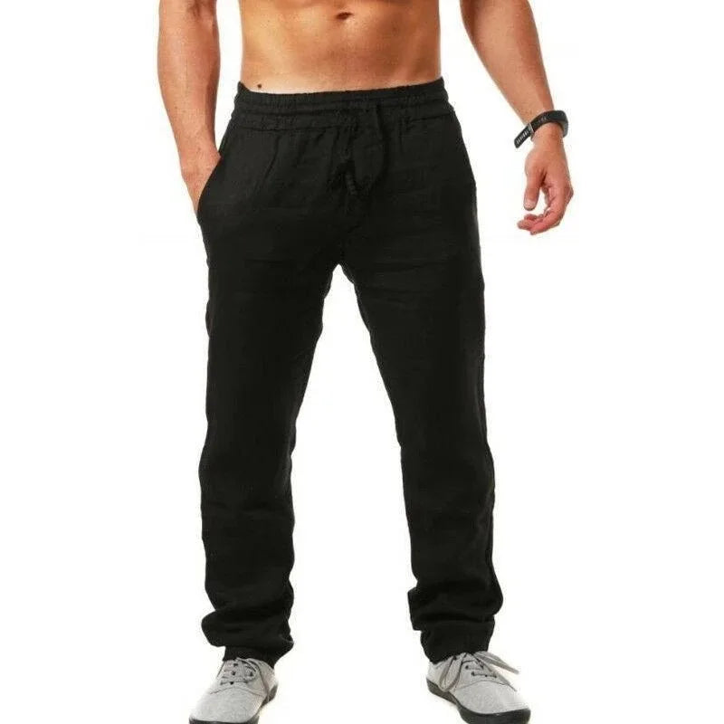 Korean Summer Men's Cotton Pants New Breathable Solid Color Comfortable Pants Fitness Yoga Jogging Sweatpants Streetwear.
