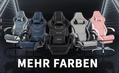 WOTSTA Gaming Chair Ergonomischer Gaming Chair Bürostuhl mit Fußstütze Racing Computerstuhl Höhenverstellbar Gepolstert Computerst
