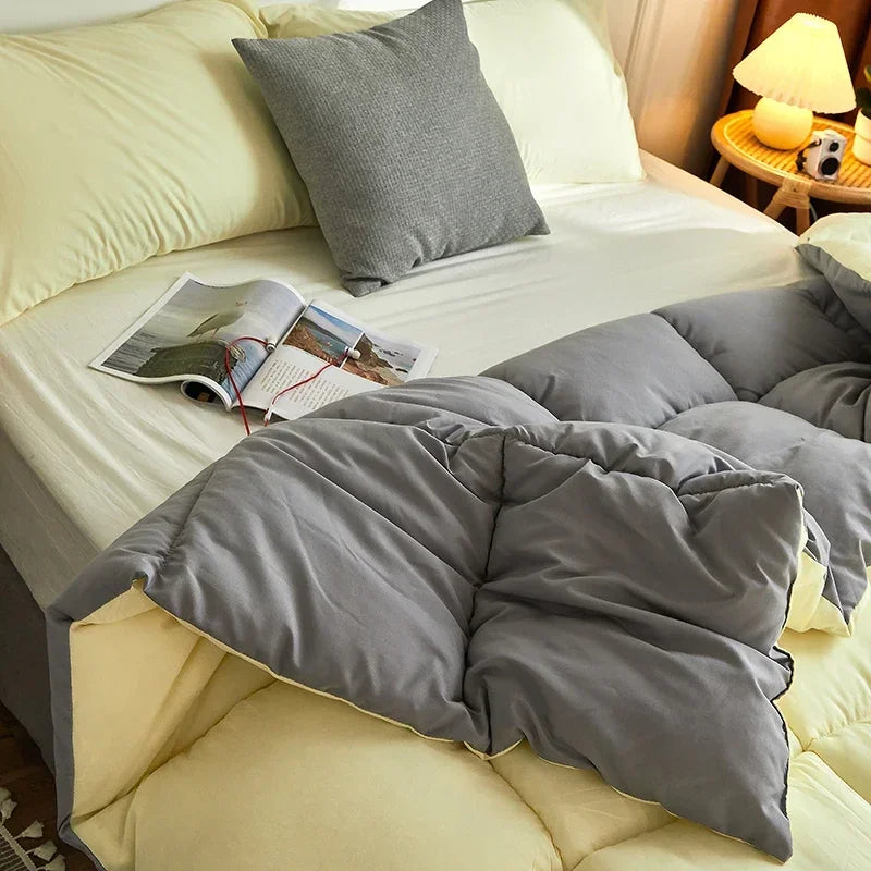 2024 new winter quilt thickened warm solid color simple wind soybean fiber quilt skin-friendly lock warm spring and autumn quilt.