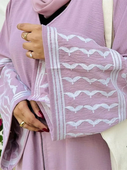 Butterfly Embroidered Open Kimono Abaya Dubai Luxury 2024 Islam Muslim Kaftan Modest Dress Kebaya Damen Robe Abayas For Women.