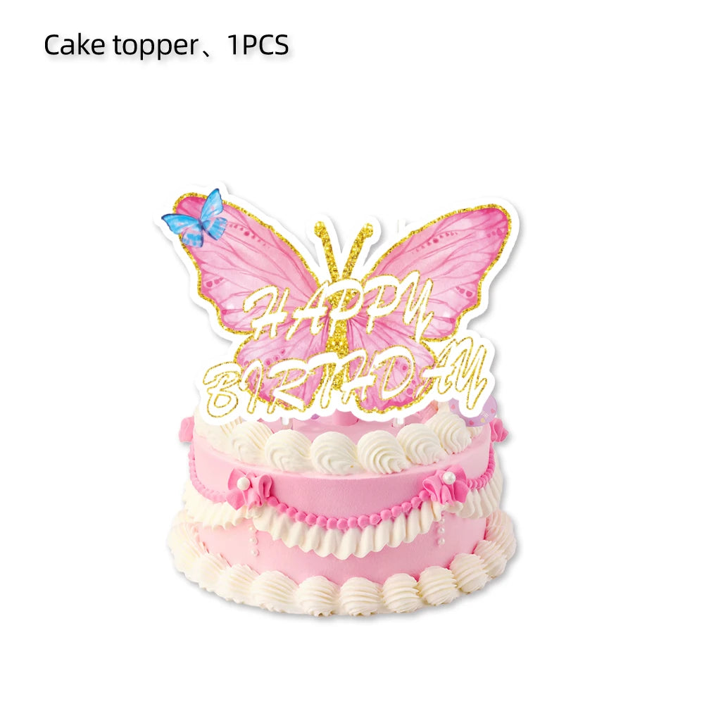 Schmetterling Geburtstag Party Dekoration Mädchen Einweg Geschirr Set Pappteller Tasse Ballon Tischdecke Schmetterling Thema Liefert