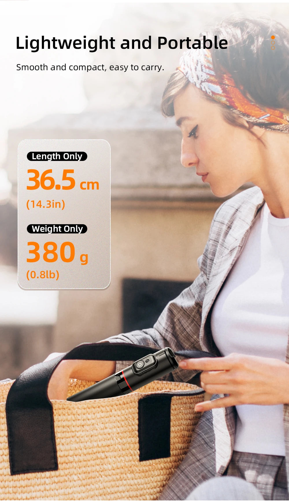 Selfie Stick with Wireless Bluetooth Remote, Portable 72 Inch Aluminum Alloy Selfie Stick Phone Tripod for iOS Android Cellphone.