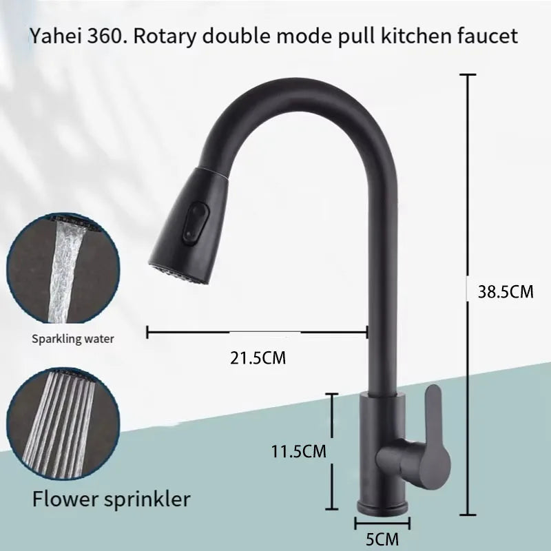 Kitchen Faucets Brushed Nickel Pull Out Kitchen Sink Water Tap Deck Mounted Mixer Stream Sprayer Head Hot Cold Taps Sliver