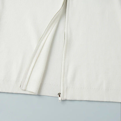 Tornova Zipper Strickjacke Pullover Anzug Weibliche Gestrickte Langarm Casual Mantel Breitbeinig Hosen Pullover frauen Zwei Stück Set