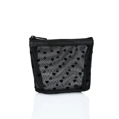 1pcs Transparent Mesh Zipper Cosmetic Bag Women Necessary Organizer Fashion Small Large Black Toiletry Bags Makeup Pouch Case.