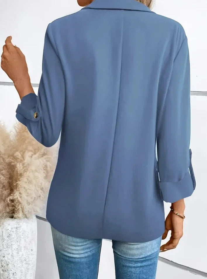 Frauen S-2XL Größe Pendler Neue Stil Langarm Mantel Mode Strickjacke Kleinen Anzug Elegante Einfarbig Casual frauen Anzug tops
