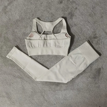 Fitness Yoga Set Seamless Sport Women's Sportswear High Waist Leggings Workout Outfits Two Piece Shorts Sets Womens Gym Clothing.