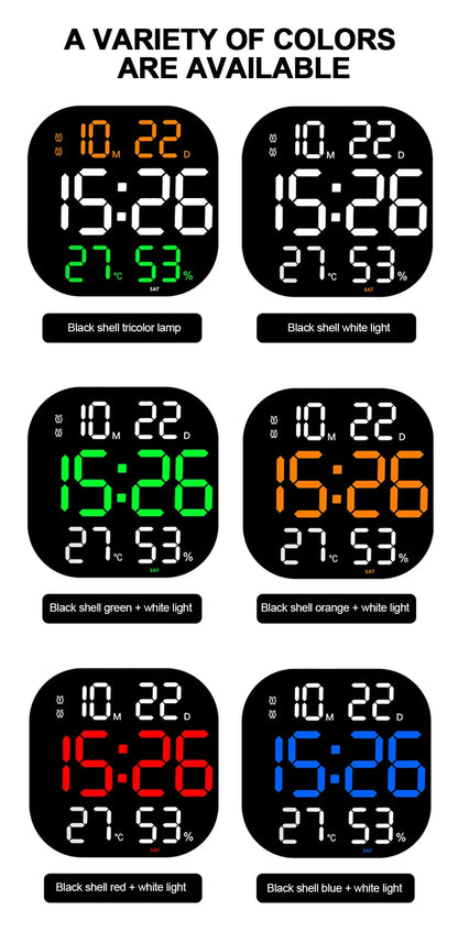 13 Zoll LED große digitale Wanduhr mit Fernbedienung TEMP Luftfeuchtigkeit Woche Auto Dimmer 12/24H Wecker für Home Office Dekor