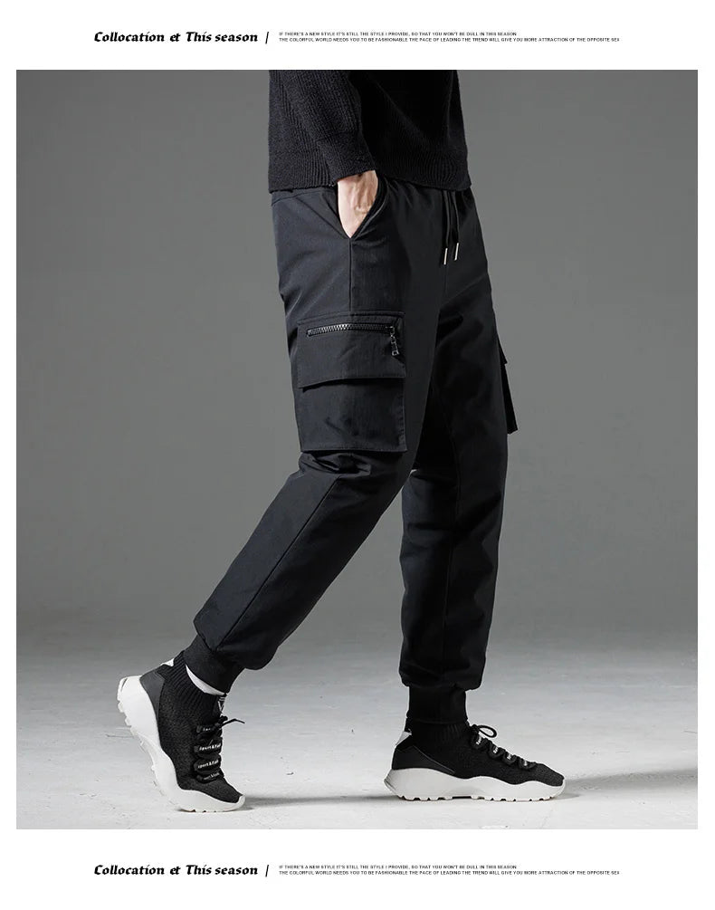 Winter Down Pants Men's Casual Waterproof Zipper Pocket Thick 90% Duck Down Cargo Pants Male Jogger Outdoor Warm Sports Pants