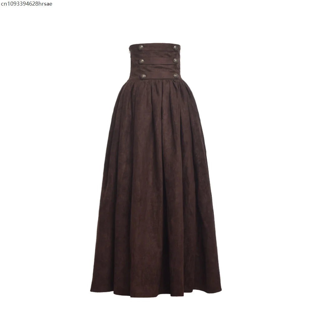 Women Renaissance Skirt Steampunk Vintage Lolita Gothic Victorian Empire High Waist Walking Skirts.