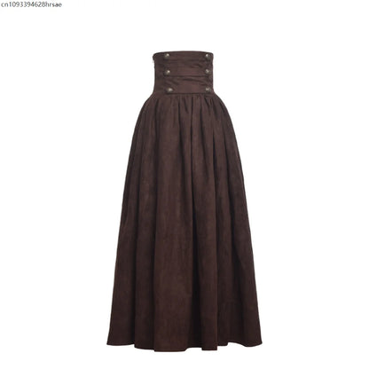 Women Renaissance Skirt Steampunk Vintage Lolita Gothic Victorian Empire High Waist Walking Skirts.