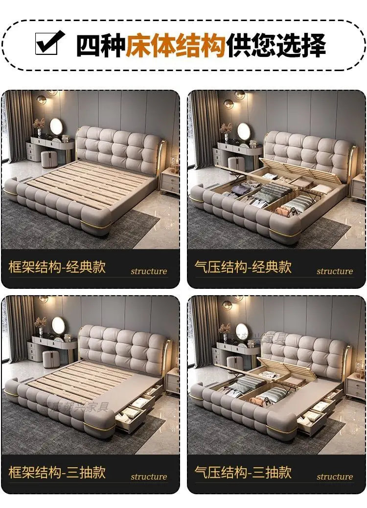 Kopfteil-Aufbewahrungsbetten, gepolstert, minimalistische Doppelbett-Schlafbetten, luxuriös, einzigartig, Muebles Para Dormitorio, Möbelzubehör