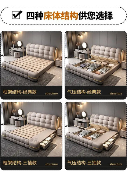 Kopfteil-Aufbewahrungsbetten, gepolstert, minimalistische Doppelbett-Schlafbetten, luxuriös, einzigartig, Muebles Para Dormitorio, Möbelzubehör