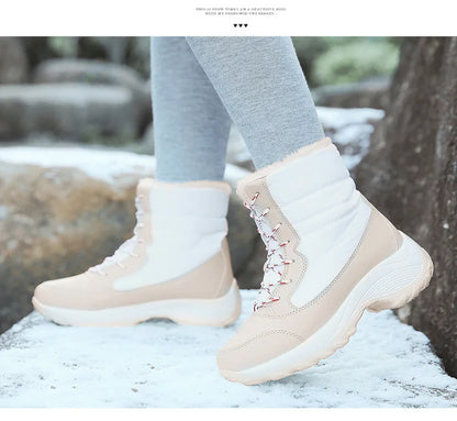 Women's Boots Lightweight Fur Boots Ankle Heels Winter Shoes Woman Fashion White Platform Botas Mujer Snow Boots Winter Footwear