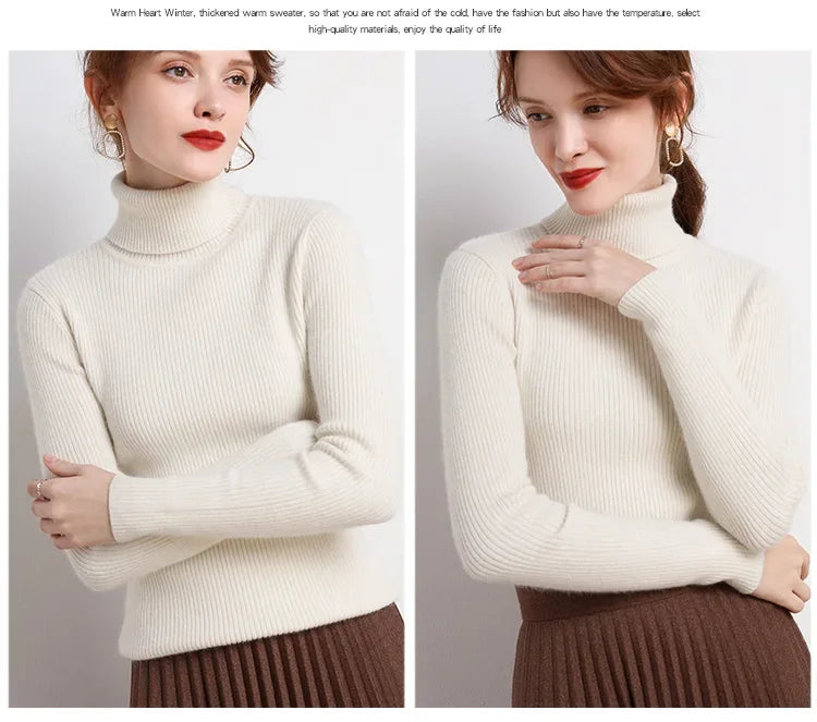 Rollkragenpullover für Damen im Herbst, gestrickt, weiche Pullover, Pullover, grundlegende weiche Pullover für Damen, 2026, Herbst und Winter