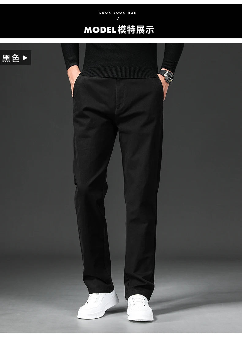 New in Spring Casual Pants Men Straight Fit Cotton Stretch Chino Trouser Male Formal Work Business Dress Khaki Fashion Regular.