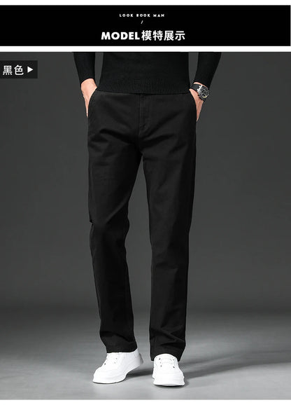 New in Spring Casual Pants Men Straight Fit Cotton Stretch Chino Trouser Male Formal Work Business Dress Khaki Fashion Regular.